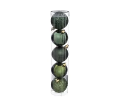 FEERIC LIGHTS AND CHRISTMAS Guirlande Et Boule De Sapin^ Déco De Sapin Lot De 5 Boules De Noël D 5 Cm - Vert Olive Et Kaki