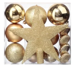 FEERIC LIGHTS AND CHRISTMAS Guirlande Et Boule De Sapin^ Kit De Décorations Pour Sapin De Noël - 18 Pieces - Or
