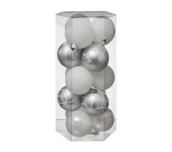 FEERIC LIGHTS AND CHRISTMAS Guirlande Et Boule De Sapin^ Déco De Sapin Lot De 15 Boules De Noël D 5 Cm - Argent Et Neige