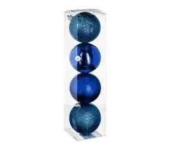FEERIC LIGHTS AND CHRISTMAS Guirlande Et Boule De Sapin^ Décoration De Sapin Lot De 4 Boules De Noël D 8 Cm - Bleu Nuit