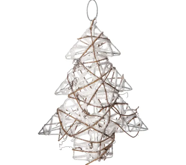 FEERIC LIGHTS AND CHRISTMAS Guirlande Et Boule De Sapin^ Sapin De Noël Paillete A Suspendre - 17 X 20 Cm - Blanc