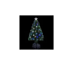 FEERIC LIGHTS AND CHRISTMAS Sapin Et Accessoire^ Arbre De Noël Lumineux Sapin Artificiel Fibre Optique + 18 Flocons + 136 Lampes Led H 120 Cm