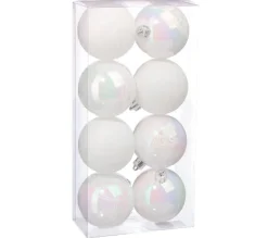FEERIC LIGHTS AND CHRISTMAS Guirlande Et Boule De Sapin^ Kit De Décorations Pour Sapin De Noël - 8 Pieces - Blanc