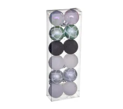 FEERIC LIGHTS AND CHRISTMAS Guirlande Et Boule De Sapin^ Déco De Sapin Lot De 12 Boules De Noël D 4 Cm - Vert Et Argent