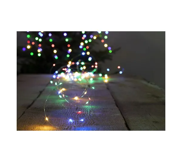 FEERIC LIGHTS AND CHRISTMAS Guirlande Et Boule De Sapin^ Guirlande Lumineuse Solaire 30 Metres 300 Microled Multicolore 8 Jeux De Lumiere