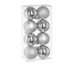 FEERIC LIGHTS AND CHRISTMAS Guirlande Et Boule De Sapin^ Déco De Sapin Lot De 8 Boules De Noël D 7 Cm - Argent