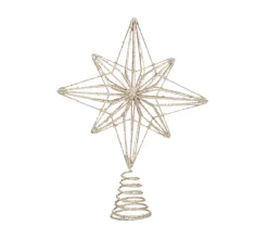 FEERIC LIGHTS AND CHRISTMAS Guirlande Et Boule De Sapin^ Déco Sapin De Noël Cimier Toile Polaire En Metal Champagne Paillete