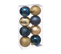FEERIC LIGHTS AND CHRISTMAS Guirlande Et Boule De Sapin^ Déco De Sapin Lot De 8 Boules De Noël D 7 Cm - Bleu Et Or