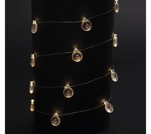 FEERIC LIGHTS AND CHRISTMAS Guirlande Et Boule De Sapin^ Guirlande De Noël Lumineuse Ampoule Xmas - L. 190 Cm - Bonhomme De Neige