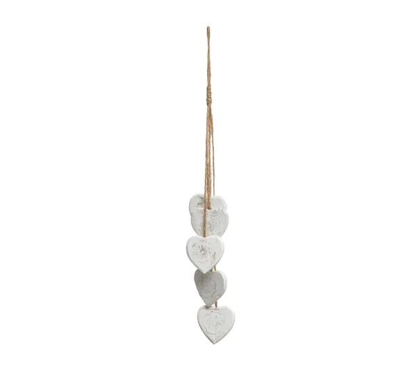 FEERIC LIGHTS AND CHRISTMAS Guirlande Et Boule De Sapin^ Sujet De Noël A Suspendre 5 Coeurs En Bois Suspendus H 55 Cm