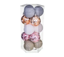 FEERIC LIGHTS AND CHRISTMAS Guirlande Et Boule De Sapin^ Déco De Sapin Lot De 15 Boules De Noël D 5 Cm - Rose Et Dore