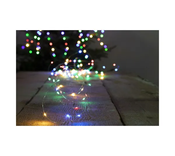 FEERIC LIGHTS AND CHRISTMAS Guirlande Et Boule De Sapin^ Guirlande Lumineuse Interieur 20 Microled Multicolore Sur 1.90 Metres