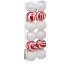 FEERIC LIGHTS AND CHRISTMAS Guirlande Et Boule De Sapin^ Déco De Sapin Lot De 12 Boules De Noël D 4 Cm - Rouge Et Blanc