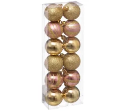 FEERIC LIGHTS AND CHRISTMAS Guirlande Et Boule De Sapin^ Kit De Décorations Pour Sapin De Noël - 12 Pieces - Dore Et Rose