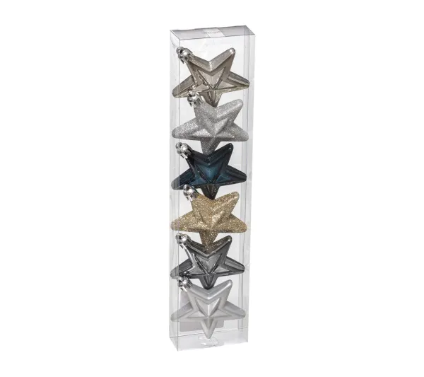 FEERIC LIGHTS AND CHRISTMAS Guirlande Et Boule De Sapin^ Déco De Sapin Lot De 6 Toiles D 6 Cm - Champagne Bleu Et Argent