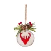 FEERIC LIGHTS AND CHRISTMAS Guirlande Et Boule De Sapin^ Sujet De Noël A Suspendre Rondin De Bois 9 Cm Avec Branche Baie