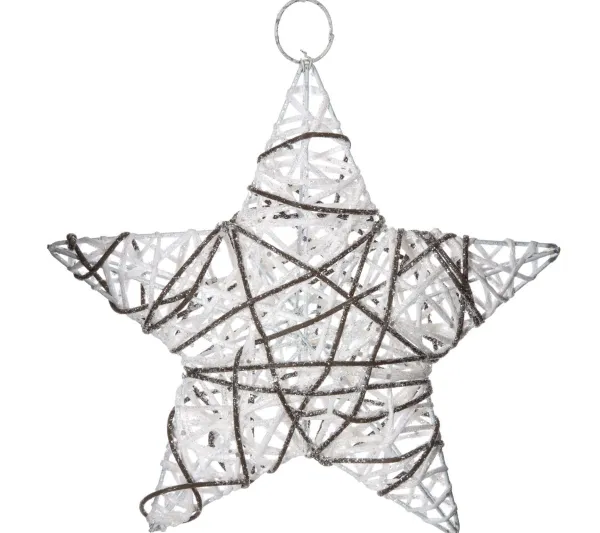 FEERIC LIGHTS AND CHRISTMAS Guirlande Et Boule De Sapin^ Etoile De Noël Pailletee A Suspendre - Diam. 25 Cm - Blanc