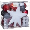 FEERIC LIGHTS AND CHRISTMAS Guirlande Et Boule De Sapin^ Kit Décoration Pour Sapin De Noël - 44 Pieces - Blanc, Rouge, Gris Fonce Et Argente