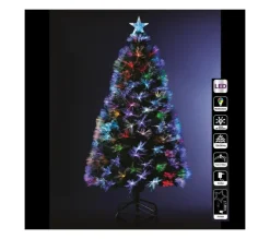 FEERIC LIGHTS AND CHRISTMAS Sapin Et Accessoire^ Arbre De Noël Lumineux Sapin Artificiel Vert 136 Bouquets De Fibre Optique Multicolore H 120 Cm