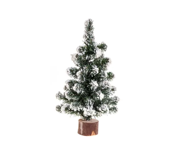 FEERIC LIGHTS AND CHRISTMAS Sapin Et Accessoire^ Déco De Noël Sapin De Table Artificiel Floque Blanc Sur Socle En Bois H 25 Cm