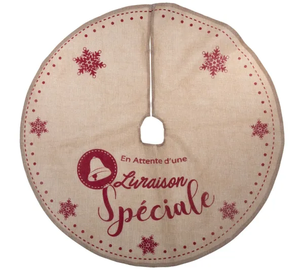 FEERIC LIGHTS AND CHRISTMAS Sapin Et Accessoire^ Tapis Pour Sapin De Noël - Diam. 90 Cm - Marron Et Rouge