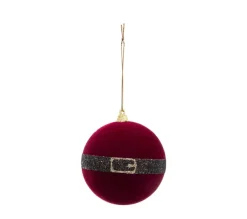 FEERIC LIGHTS AND CHRISTMAS Guirlande Et Boule De Sapin^ Déco De Sapin Lot De 4 Boules De Noël D 8 Cm Rouge Et Vert Avec Galon Or