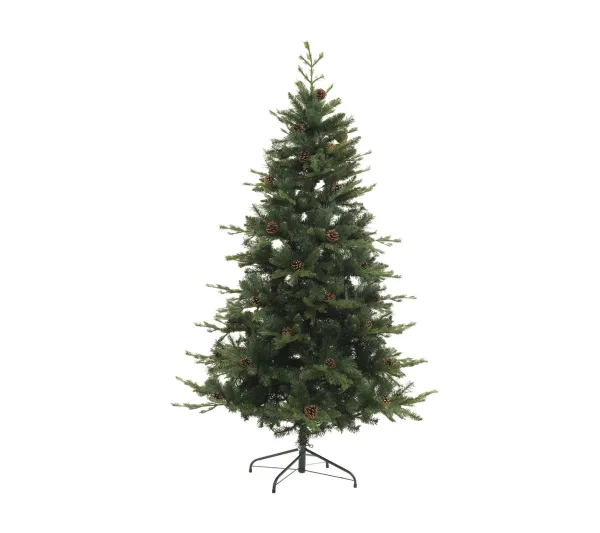 FEERIC LIGHTS AND CHRISTMAS Sapin Et Accessoire^ Sapin De Noël Artificiel Vert Avec Pommes De Pin Qualite Premium H 210 Cm