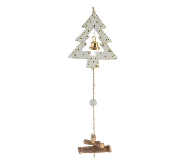 FEERIC LIGHTS AND CHRISTMAS Guirlande Et Boule De Sapin^ Guirlande De Noël Sujet En Bois Avec Clochette Doree L 150 Cm