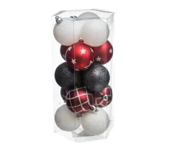 FEERIC LIGHTS AND CHRISTMAS Guirlande Et Boule De Sapin^ Déco De Sapin Lot De 15 Boules De Noël D 5 Cm - Rouge Et Blanc