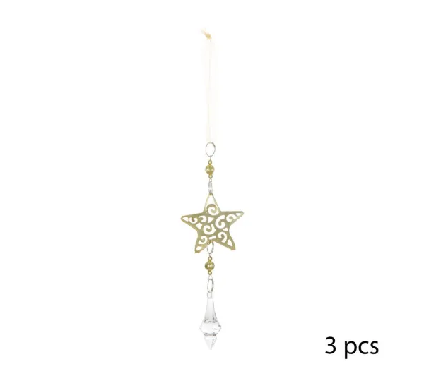 FEERIC LIGHTS AND CHRISTMAS Guirlande Et Boule De Sapin^ Sujet De Noël A Suspendre Lot De 3 Formes En Metal Ajoure H 24 Cm