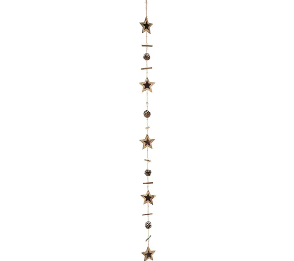 FEERIC LIGHTS AND CHRISTMAS Guirlande Et Boule De Sapin^ Guirlande De Noël En Bois Etoiles Et Pommes De Pin L 125 Cm