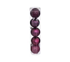 FEERIC LIGHTS AND CHRISTMAS Guirlande Et Boule De Sapin^ Déco De Sapin Lot De 5 Boules De Noël D 5 Cm - Cassis Et Fuchsia