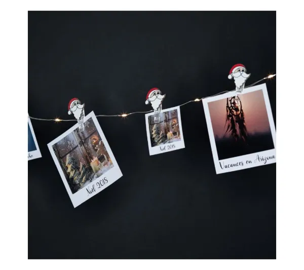 FEERIC LIGHTS AND CHRISTMAS Guirlande Et Boule De Sapin^ Guirlande Lumineuse Interieur 10 Led Et 10 Clips Pere Noël Pour Accrocher Vos Photos