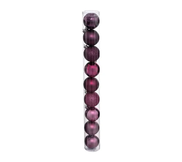 FEERIC LIGHTS AND CHRISTMAS Guirlande Et Boule De Sapin^ Déco De Sapin Lot De 9 Boules De Noël D 6 Cm - Cassis Et Fuchsia