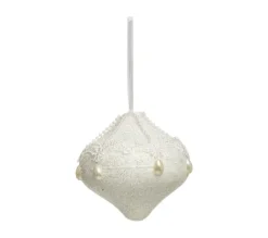 FEERIC LIGHTS AND CHRISTMAS Guirlande Et Boule De Sapin^ Sujet De Noël A Suspendre Forme En Dentelle Et Perles D 8 Cm