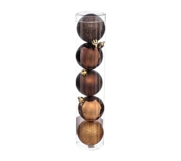 FEERIC LIGHTS AND CHRISTMAS Guirlande Et Boule De Sapin^ Déco De Sapin Lot De 5 Boules De Noël D 5 Cm - Bronze