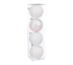 FEERIC LIGHTS AND CHRISTMAS Guirlande Et Boule De Sapin^ Déco De Sapin Lot De 4 Boules De Noël D 8 Cm - Blanc