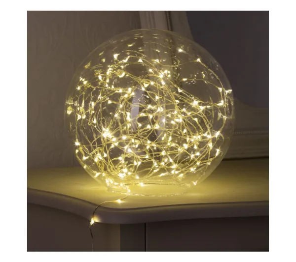 FEERIC LIGHTS AND CHRISTMAS Guirlande Et Boule De Sapin^ Guirlande Lumineuse Interieur 20 Microled Blanc Chaud Sur 1.90 Metres