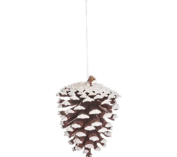 FEERIC LIGHTS AND CHRISTMAS Guirlande Et Boule De Sapin^ Sujet De Noël A Suspendre Pomme De Pin Floquee D 8 Cm