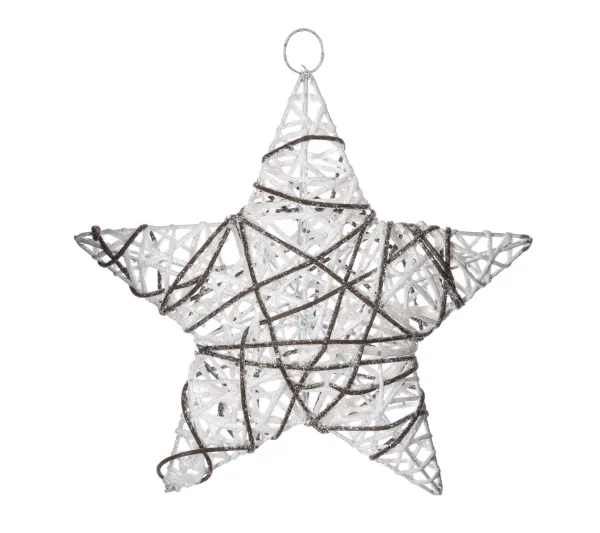 FEERIC LIGHTS AND CHRISTMAS Guirlande Et Boule De Sapin^ Etoile De Noël Pailletee A Suspendre - Diam. 30 Cm - Blanc