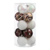FEERIC LIGHTS AND CHRISTMAS Guirlande Et Boule De Sapin^ Déco De Sapin Lot De 15 Boules De Noël D 5 Cm - Blanc Et Cafe
