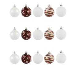 FEERIC LIGHTS AND CHRISTMAS Guirlande Et Boule De Sapin^ Déco De Sapin Lot De 15 Boules De Noël D 5 Cm - Blanc Et Cafe
