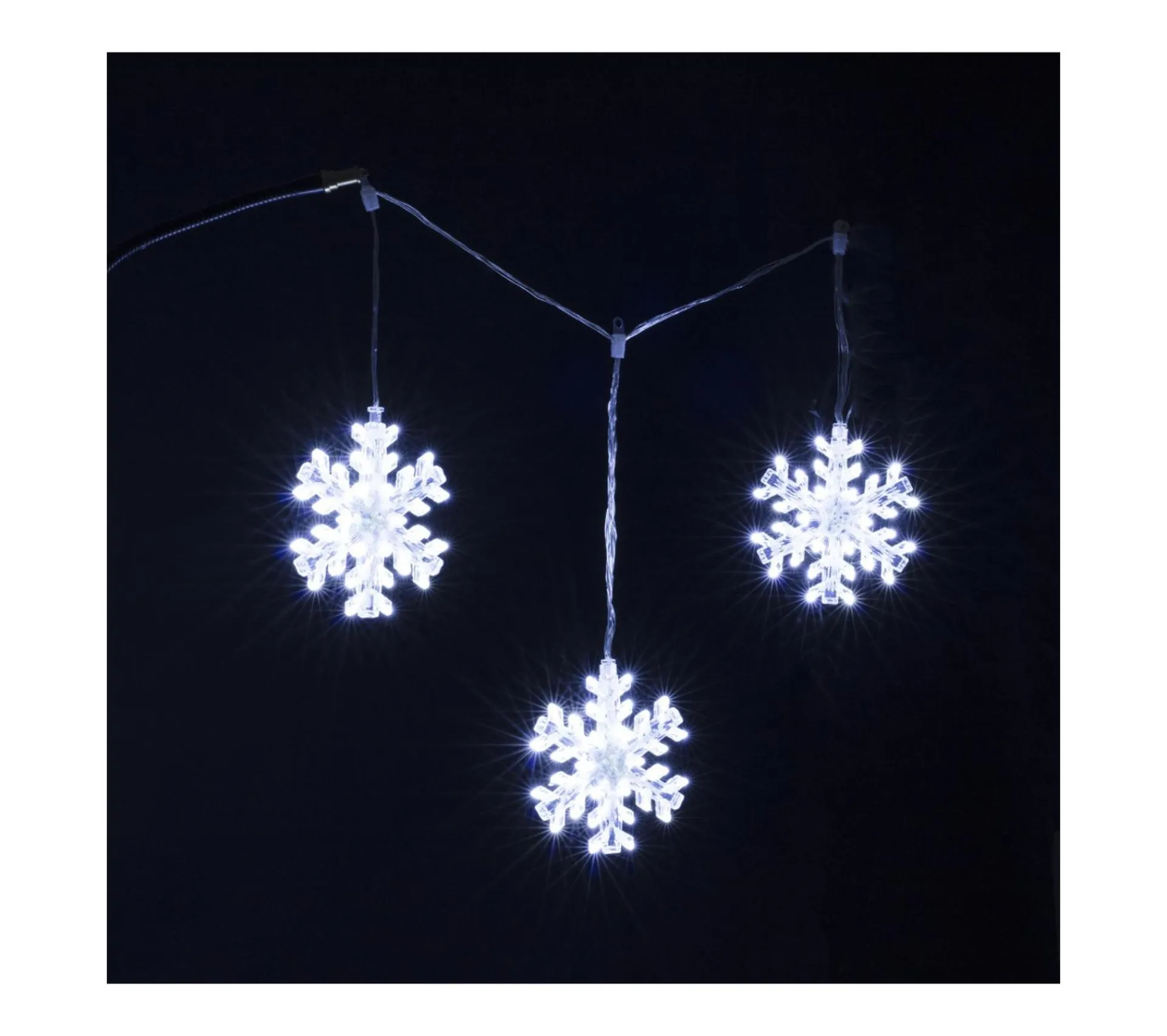 Hot FEERIC LIGHTS AND CHRISTMAS Déco Lumineuse De Noël Rideau Scintillant Exterieur 3 Flocons 147 Blanc Froid
