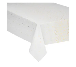 Outlet FEERIC LIGHTS AND CHRISTMAS Nappe En Coton Blanc Et Etoiles Dorees 140 X 360 Cm