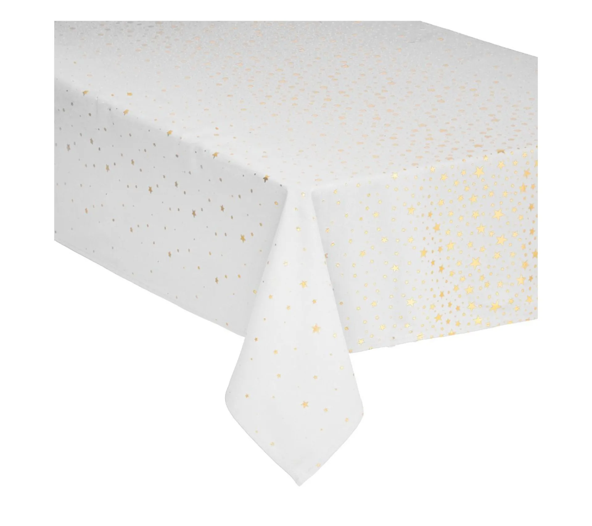 Outlet FEERIC LIGHTS AND CHRISTMAS Nappe En Coton Blanc Et Etoiles Dorees 140 X 360 Cm