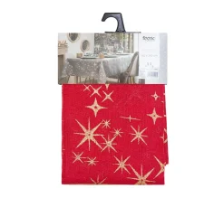 Flash Sale FEERIC LIGHTS AND CHRISTMAS Nappe Canevas Rouge Et Etoiles Pailletees 140 X 360 Cm