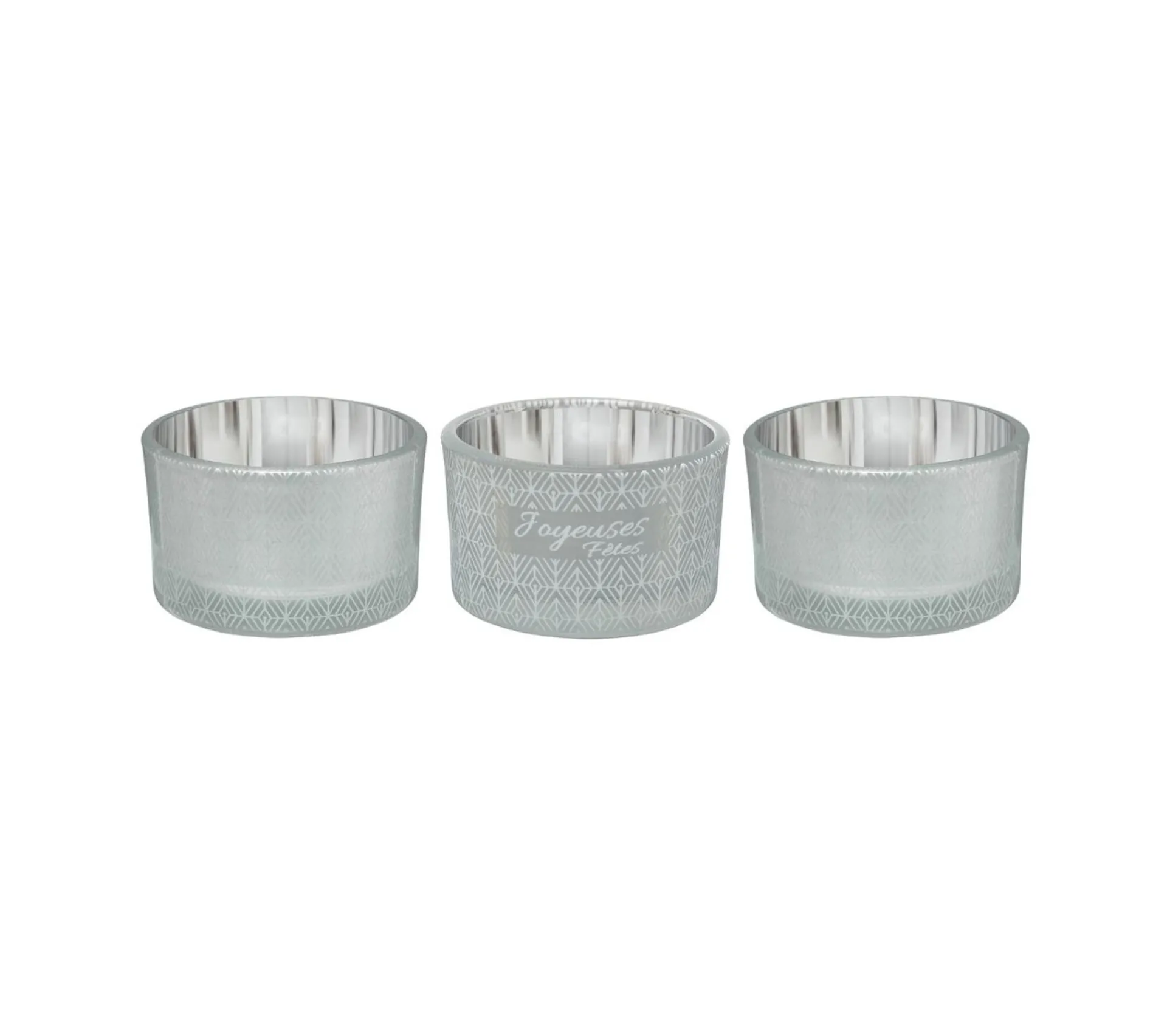 Store FEERIC LIGHTS AND CHRISTMAS Lot De 3 Bougeoirs Photophores En Verre Décore D 5 Cm