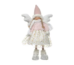 Shop FEERIC LIGHTS AND CHRISTMAS Déco De Noël Poupee Ange Rose En Jupe Etoilee Et Bonnet H 42 Cm
