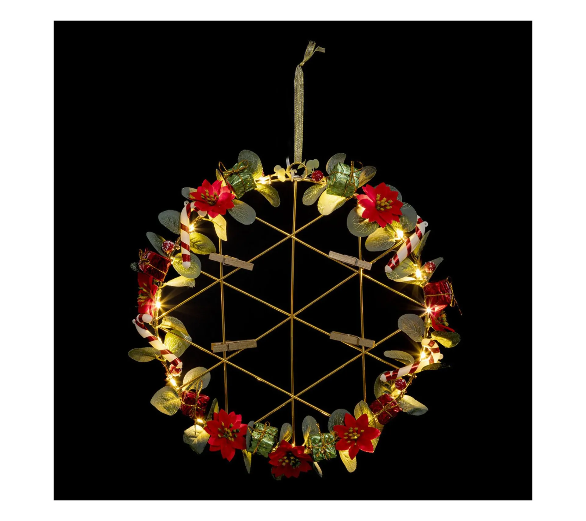 New FEERIC LIGHTS AND CHRISTMAS Pele-Mele Lumineux En Metal 20 Led Blanc Chaud D 28 Cm