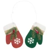Clearance FEERIC LIGHTS AND CHRISTMAS Suspension De Noël Paire De Moufles Rouge Et Vert En Bois Avec Déco H 38 Cm